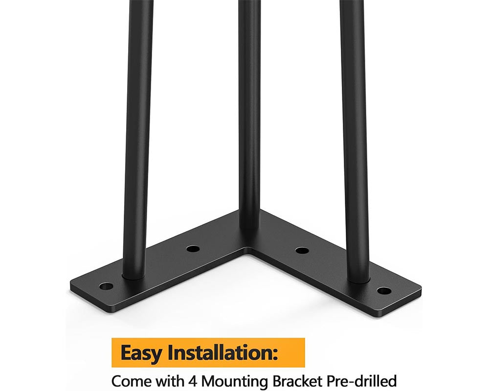 18-Inch Hairpin Furniture Legs – Heavy Duty with Rubber Floor Protectors Table Legs