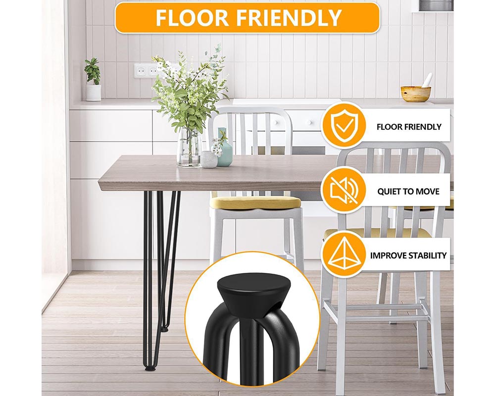 16-Inch Hairpin Furniture Legs - Heavy Duty with Rubber Floor Protectors 16 Inch Hairpin Table Legs