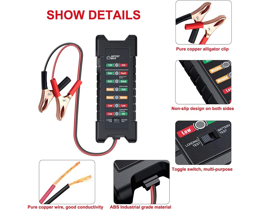 12V/24V Car Battery Alternator Tester – Know Your Battery & Charging Health