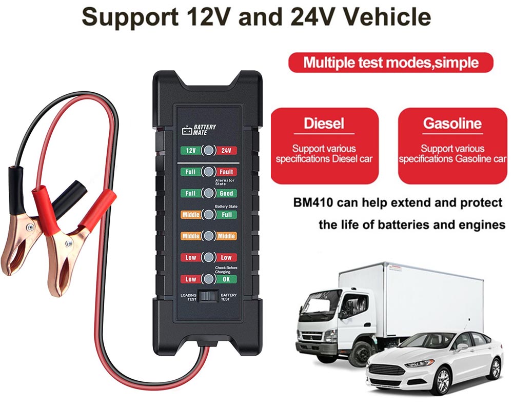 12V/24V Car Battery Alternator Tester – Know Your Battery & Charging Health