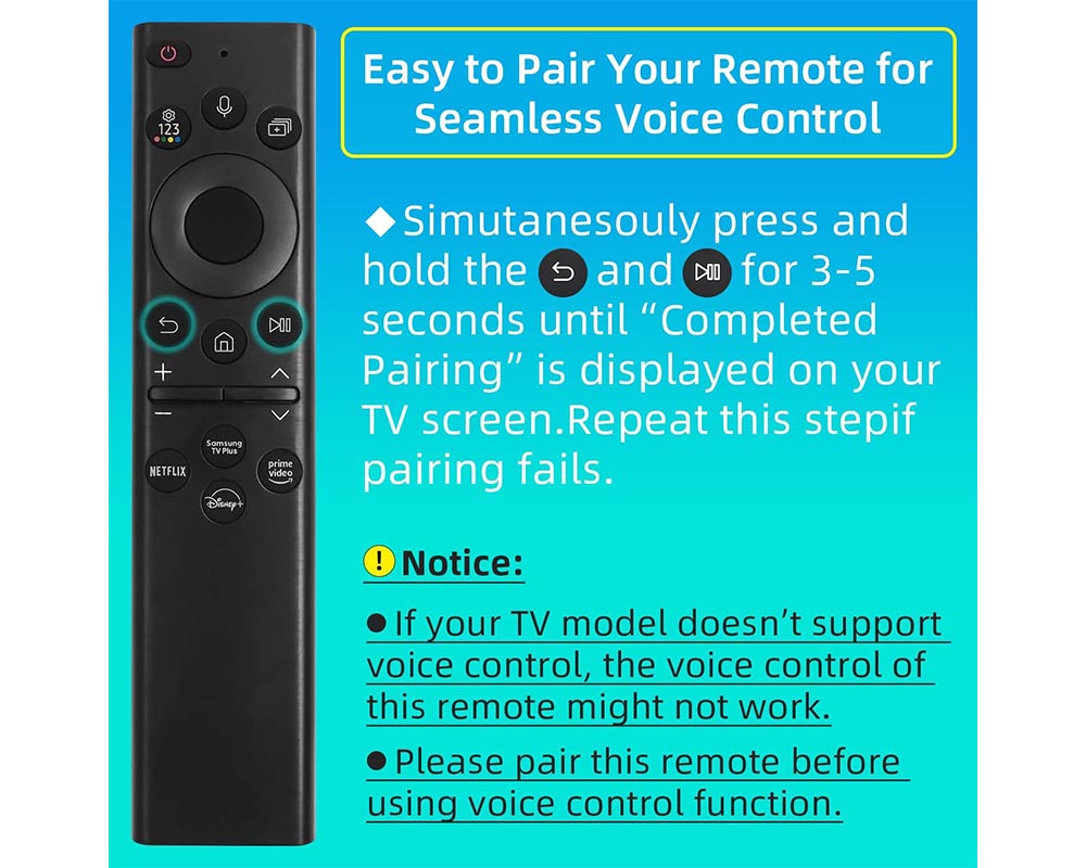 Replacement Samsung TV Remote Solar Powered with voice Control