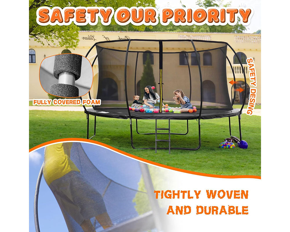 10FT Recreational Trampoline with Enclosure Net and Ladder