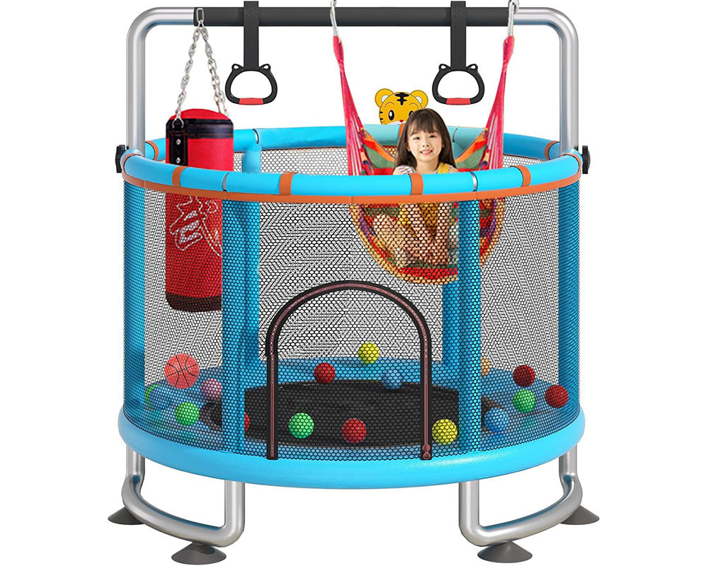 1.2m Children's Trampoline with 360-Degree Circular Armrest & Horizontal Bar – Indoor & Outdoor Fun