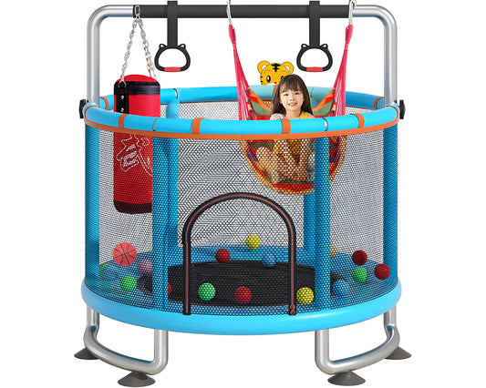 1.2m Children's Trampoline with 360-Degree Circular Armrest & Horizontal Bar – Indoor & Outdoor Fun