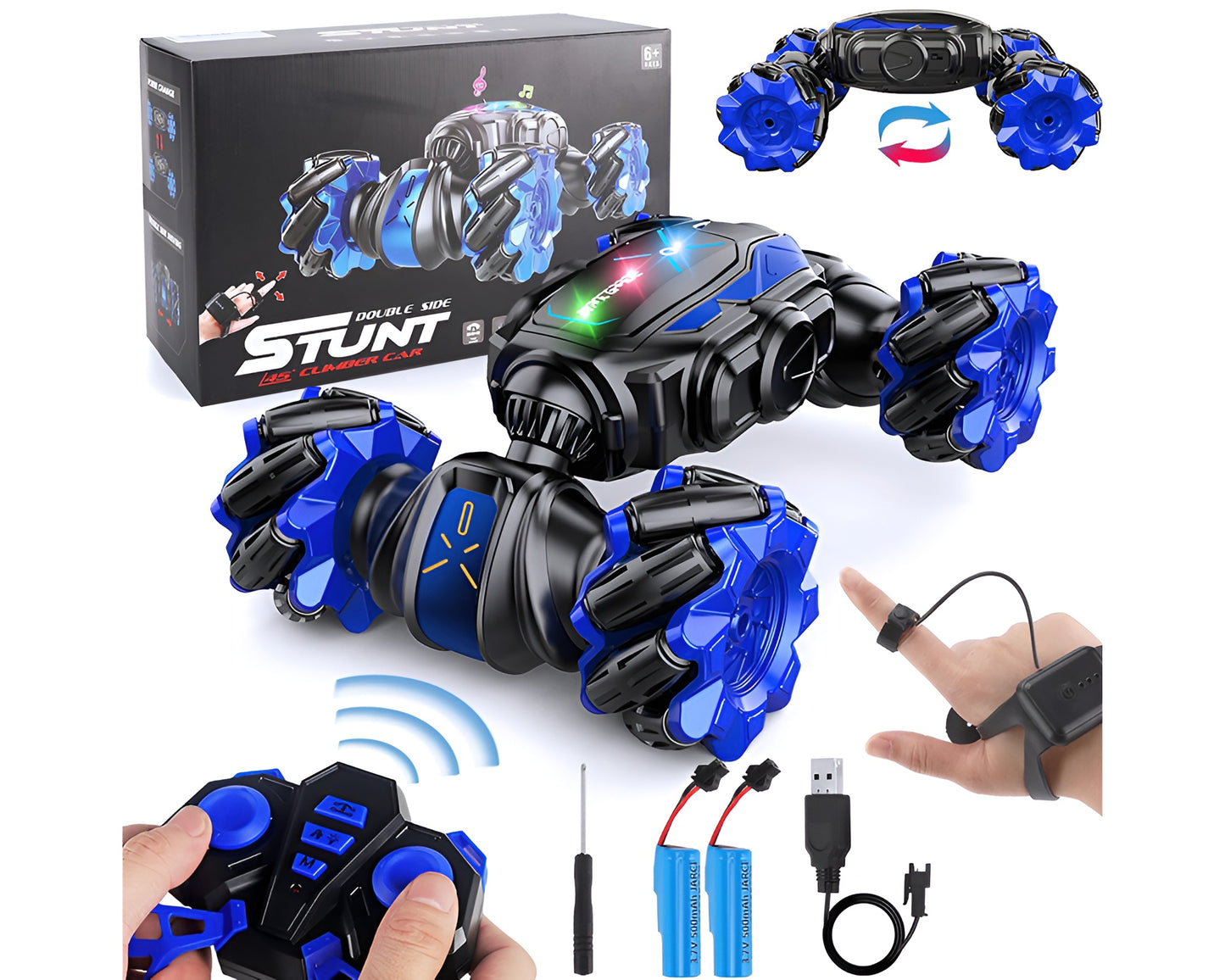 4WD Gesture Control RC Car – 360° Stunt Remote Control Car with Lights & Music