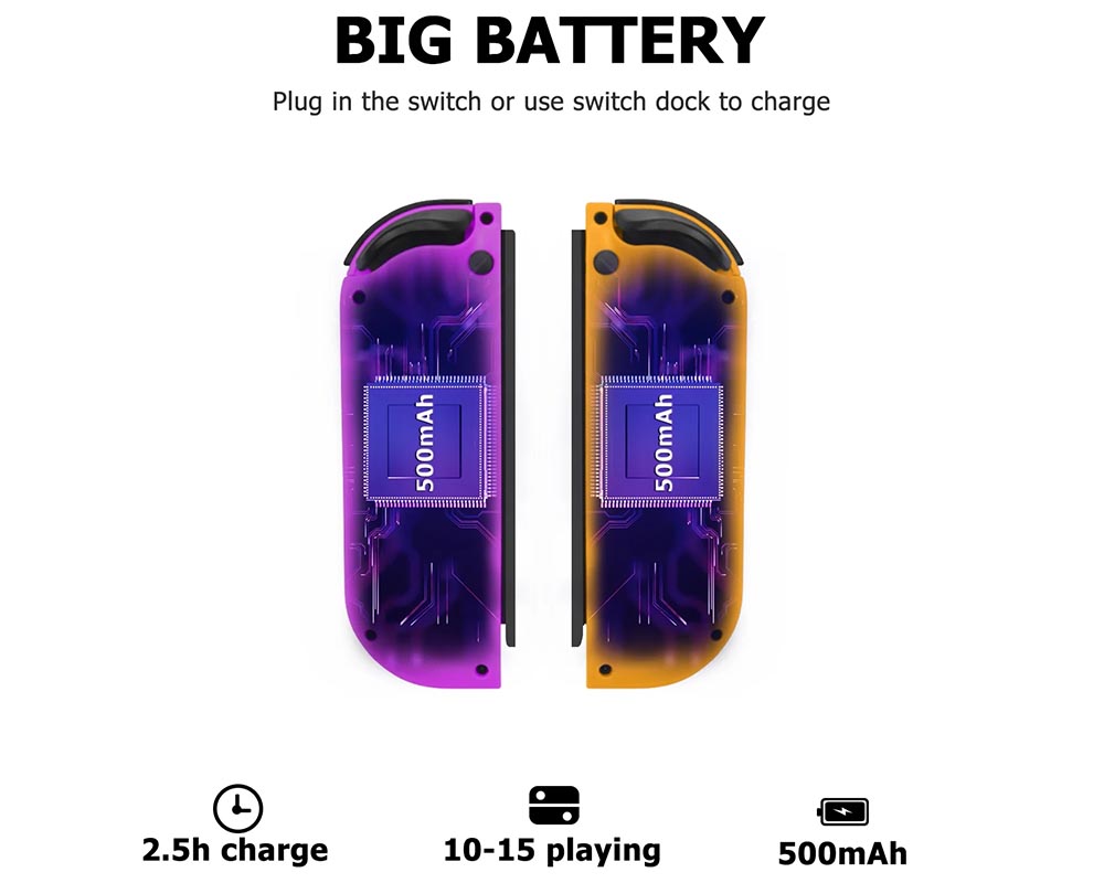 Wireless Joypad Controller for Nintendo Switch - Left and Right Joycons with Dual Vibration Motion Control