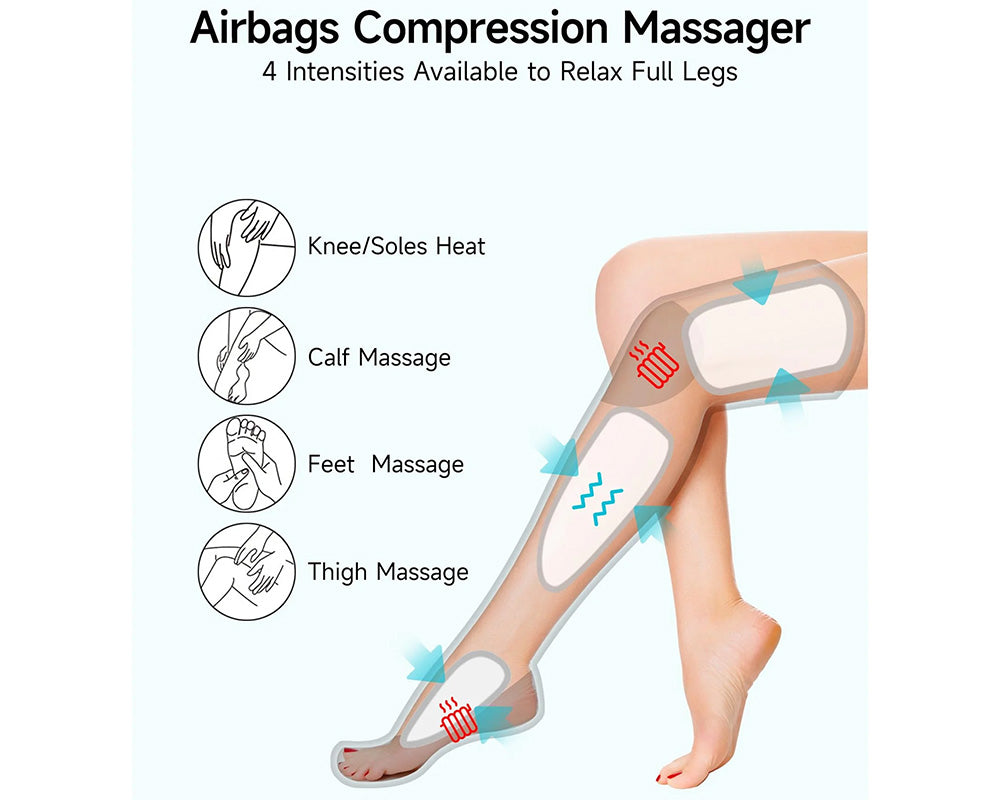 Leg Massager with Heat & Compression – Ideal for Varicose Veins, Muscle Fatigue & Cramps
