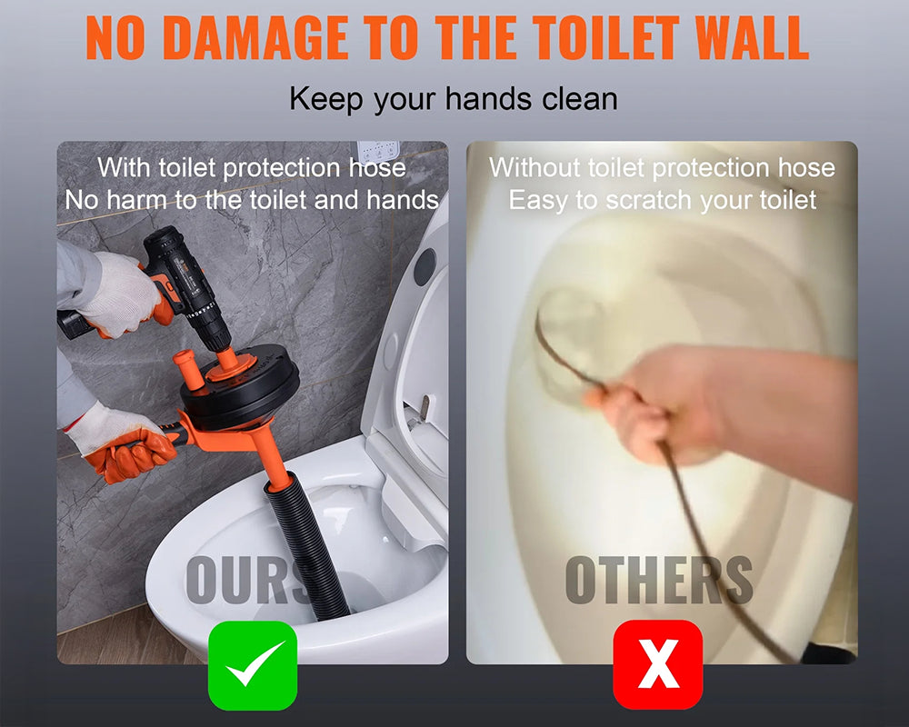 Drain Auger 25ft 1/4in Drum Plumbing Drain Snake Clog Remover