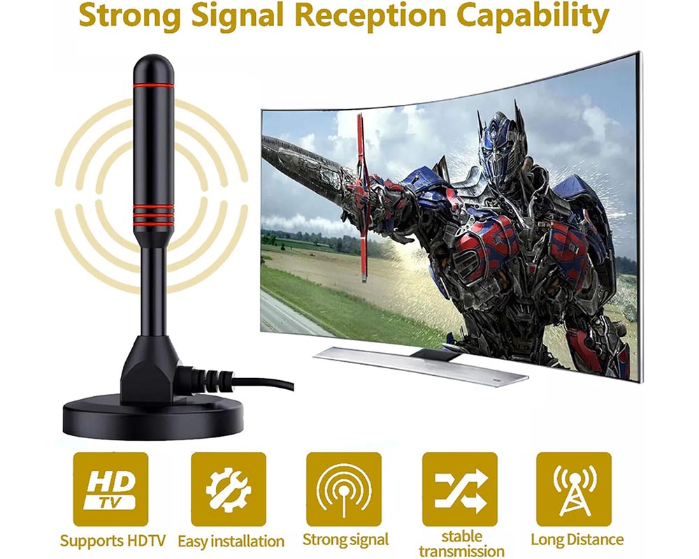 Digital TV Antenna DVB-T2 – Portable Indoor/Outdoor HDTV Antenna with Magnetic Base and 16.4ft Cable