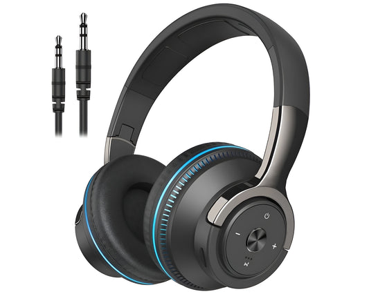 Wireless On-Ear Headphones – Upgrade Bass HiFi Stereo, Foldable, Noise-Isolating Headset with Microphone & Volume Control