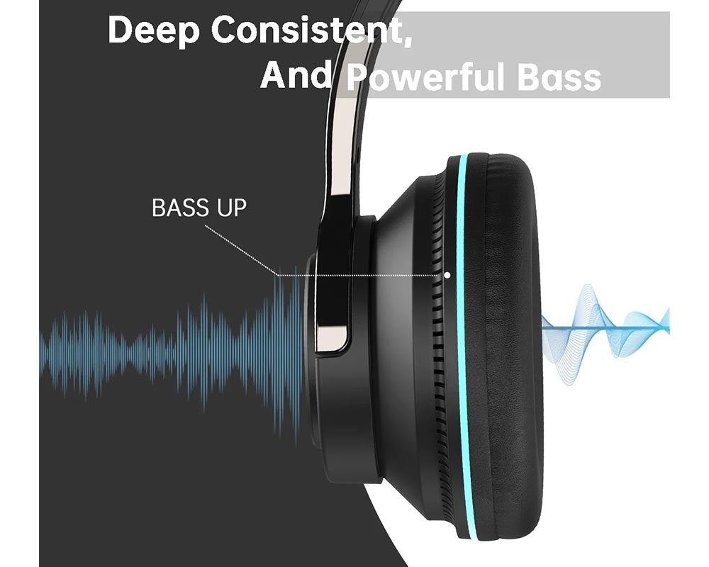 Wireless On-Ear Headphones – Upgrade Bass HiFi Stereo, Foldable, Noise-Isolating Headset with Microphone & Volume Control