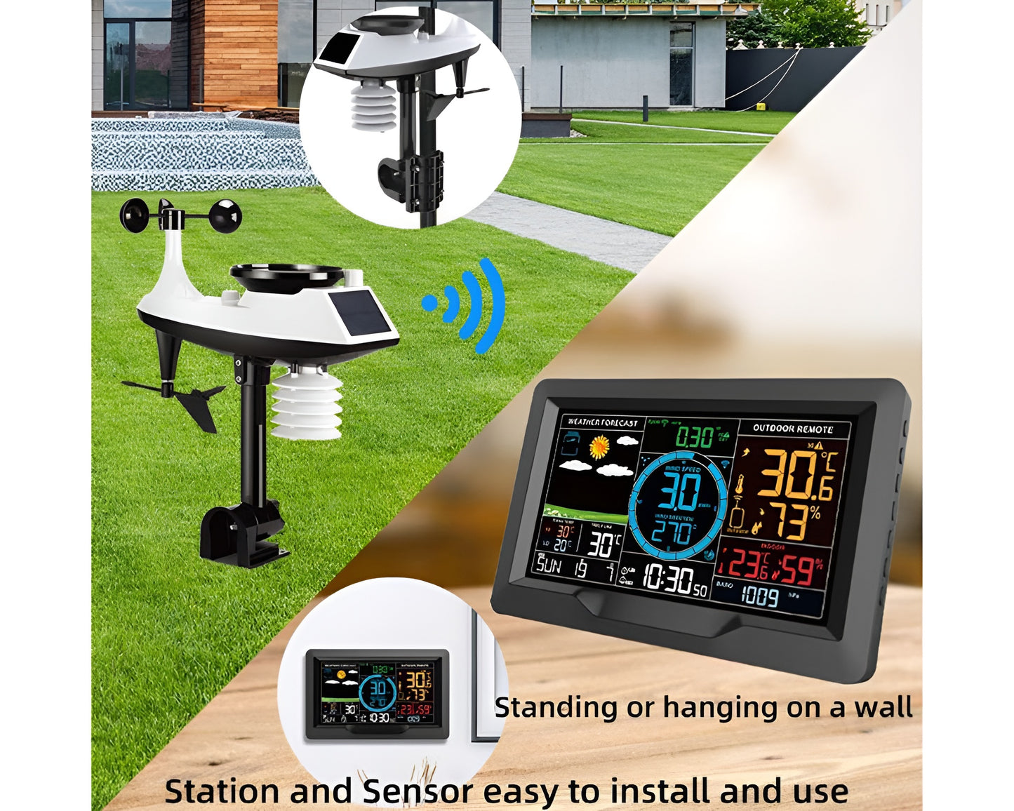 Digital LCD Wireless Weather Station Forecast Center with Outdoor Sensor