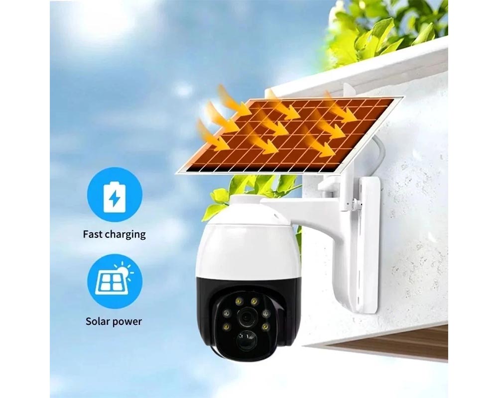 8MP PTZ Solar-Powered Smart Camera – 360° Rotation, Night Vision, Motion Detection 8MP Camera