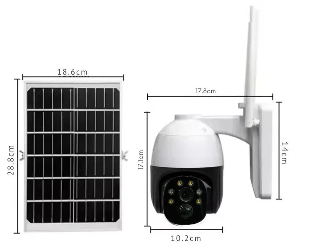 8MP PTZ Solar-Powered Smart Camera – 360° Rotation, Night Vision, Motion Detection 8MP Camera