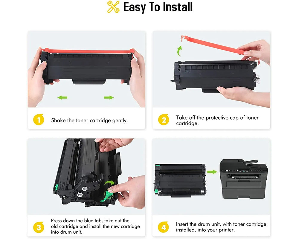 Compatible Toner Cartridge Replacement for Brother TN760 TN-760 TN-730 MFC-L2710DW HL-L2395DW MFC-L2750DW DCP-L2550DW L2370DW L2390DW Printer Ink (Black,2-Pack)