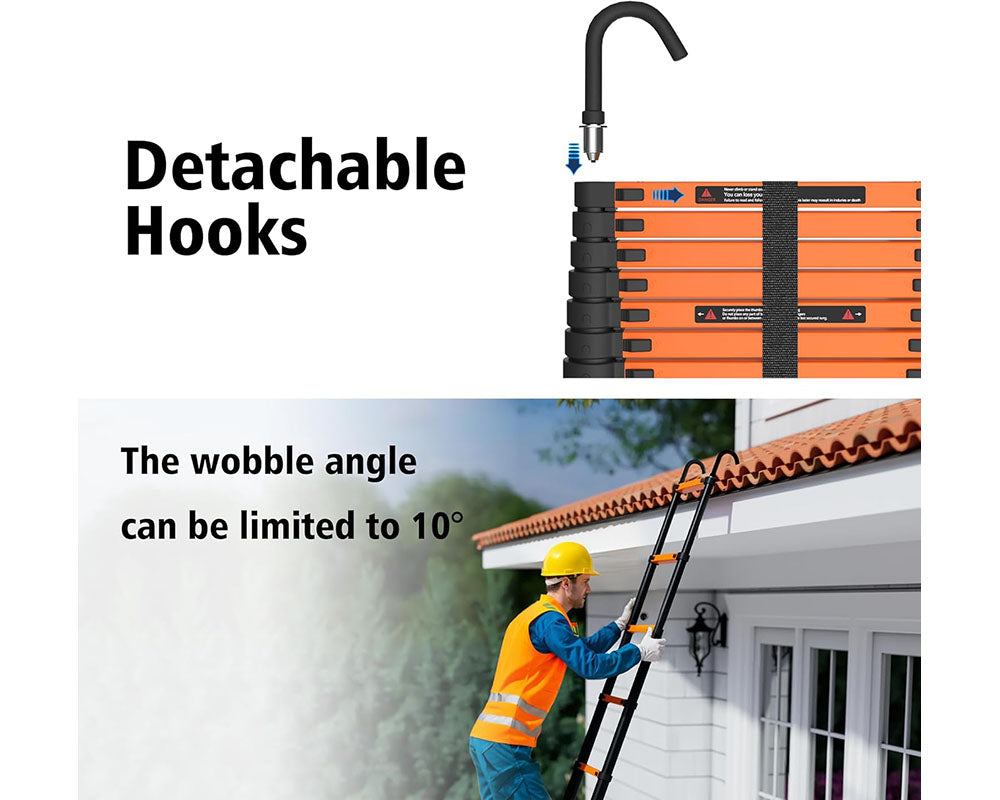 3.8M Telescoping Ladder with Hooks – Compact, Portable, and Multi-Purpose