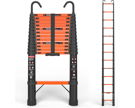 3.8M Telescoping Ladder with Hooks – Compact, Portable, and Multi-Purpose