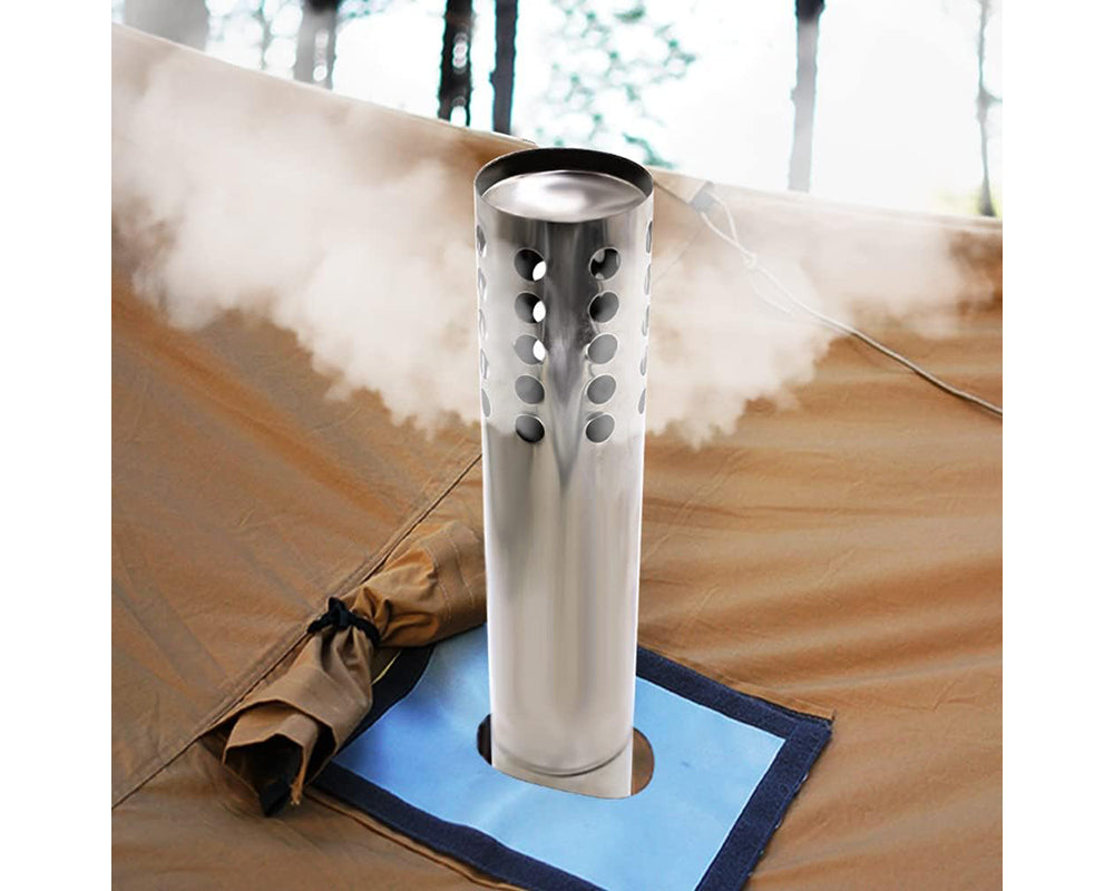 Portable Camp Wood Stove with Titanium Surface and Heat-Resistant Glass