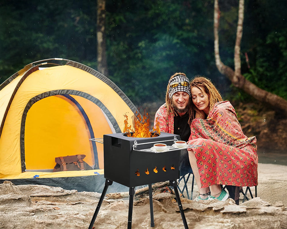 Portable Wood Stove - Wood Burning Stove for Outdoor Cooking, Heating, and Ice Fishing