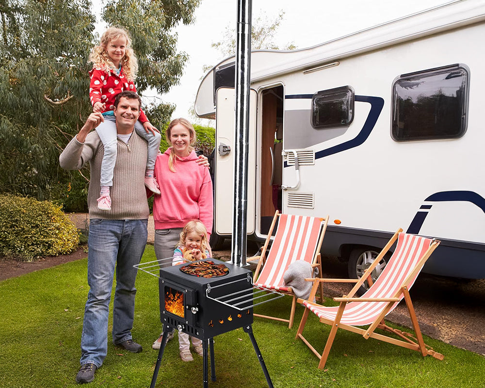 Portable Wood Stove - Wood Burning Stove for Outdoor Cooking, Heating, and Ice Fishing