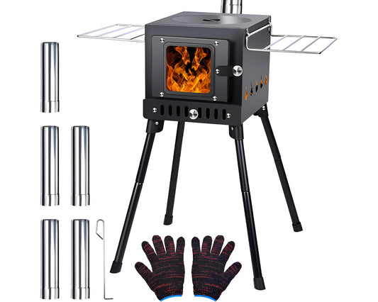 Portable Wood Stove - Wood Burning Stove for Outdoor Cooking, Heating, and Ice Fishing