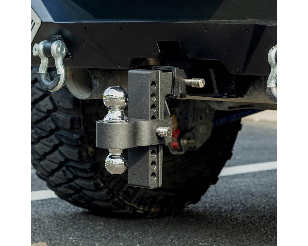 Adjustable Trailer Hitch, Fits 2-Inch Receiver, 8-Inch Drop Hitch, Aluminum Tow Hitch, Ball Mount, 2 and 2-5/16 inch Combo Stainless Steel Tow Balls with Double Key Locks, Black