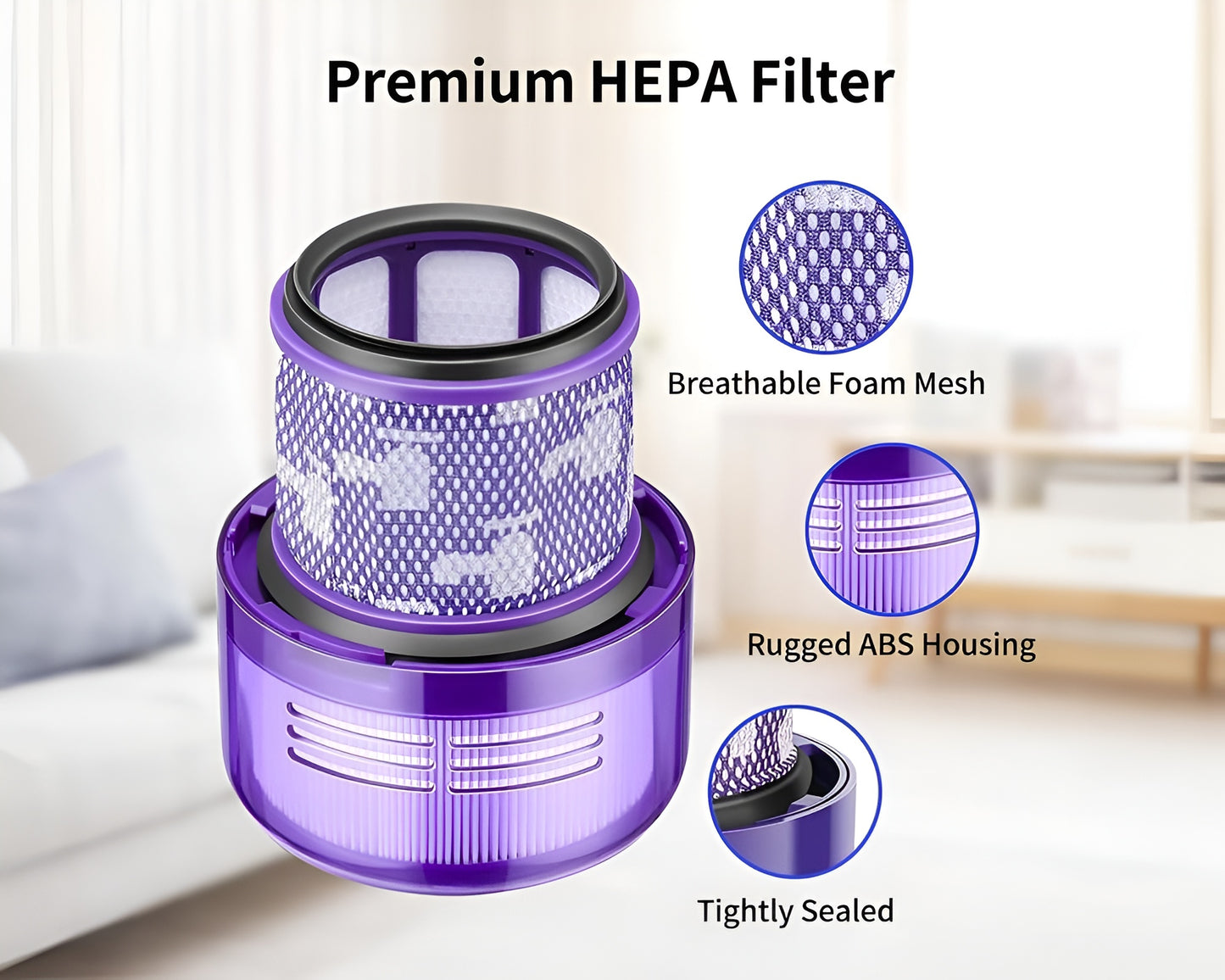 V12 Replacement HEPA Filters for Dyson V12 Detect Slim