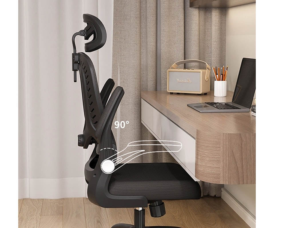 Office Chair with Lumbar Support, Armrests, Adjustable Headrest – High Back Swivel Computer Chair for Home Office (Black)