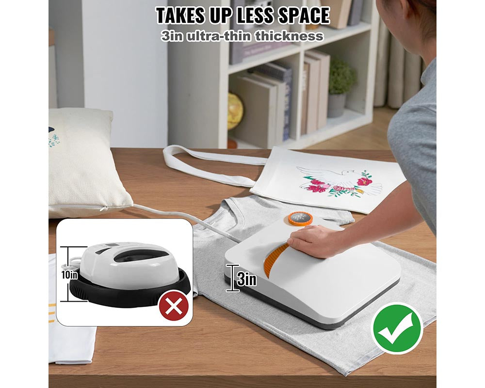 Heat Press Machine 9" x 9" - Portable Mini Press with Timer Function Insulated Base for Heat Transfer Projects