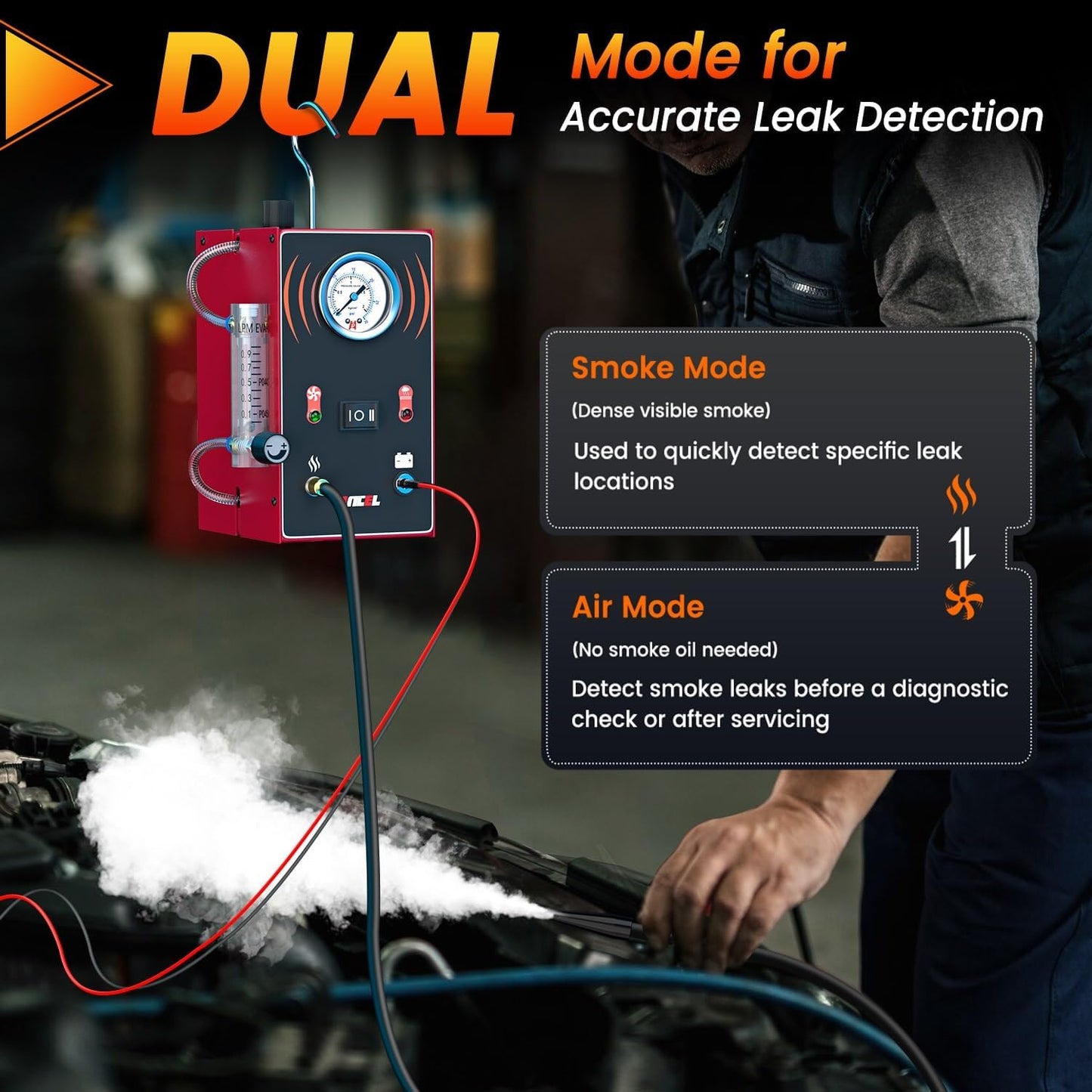 ANCEL S300 Smoke Machine Automotive Leak Detector with Built-in Air Pump, Pressure Gauge, and Flow Meter