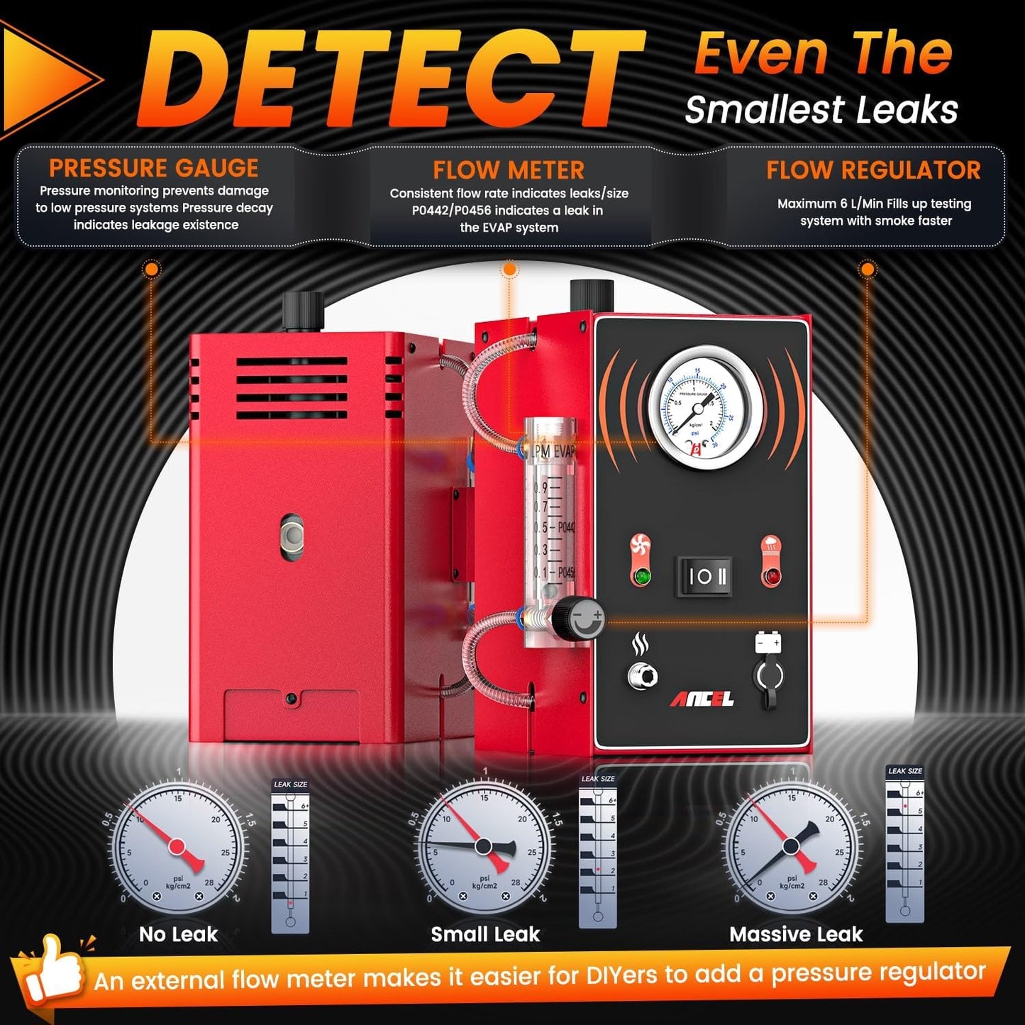 ANCEL S300 Smoke Machine Automotive Leak Detector with Built-in Air Pump, Pressure Gauge, and Flow Meter