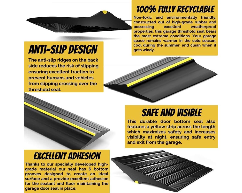 6M Garage Door Seal - Weatherproof Bottom Seal PVC Rubber Garage Door Threshold Seal