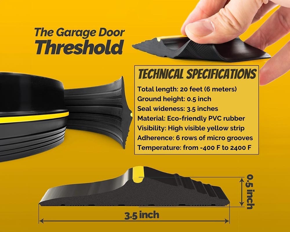 6M Garage Door Seal - Weatherproof Bottom Seal PVC Rubber Garage Door Threshold Seal