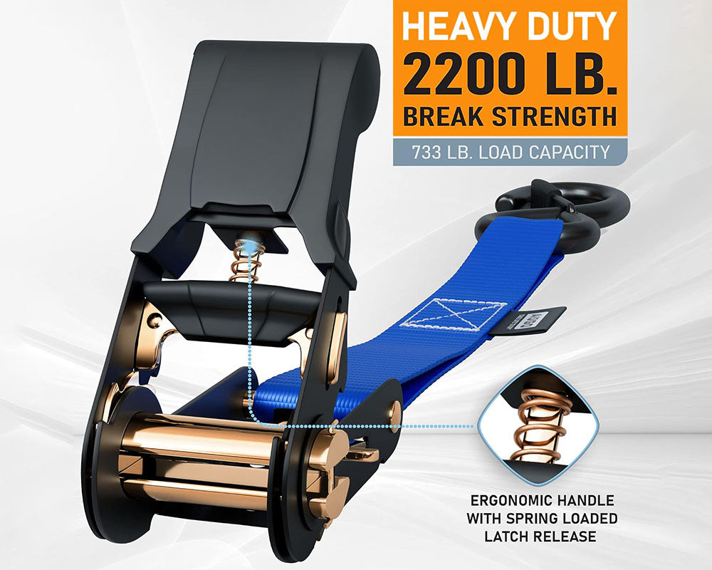 Ratchet Tie Down Straps – 15ft Heavy-Duty Secure Tie Downs (4-Pack)