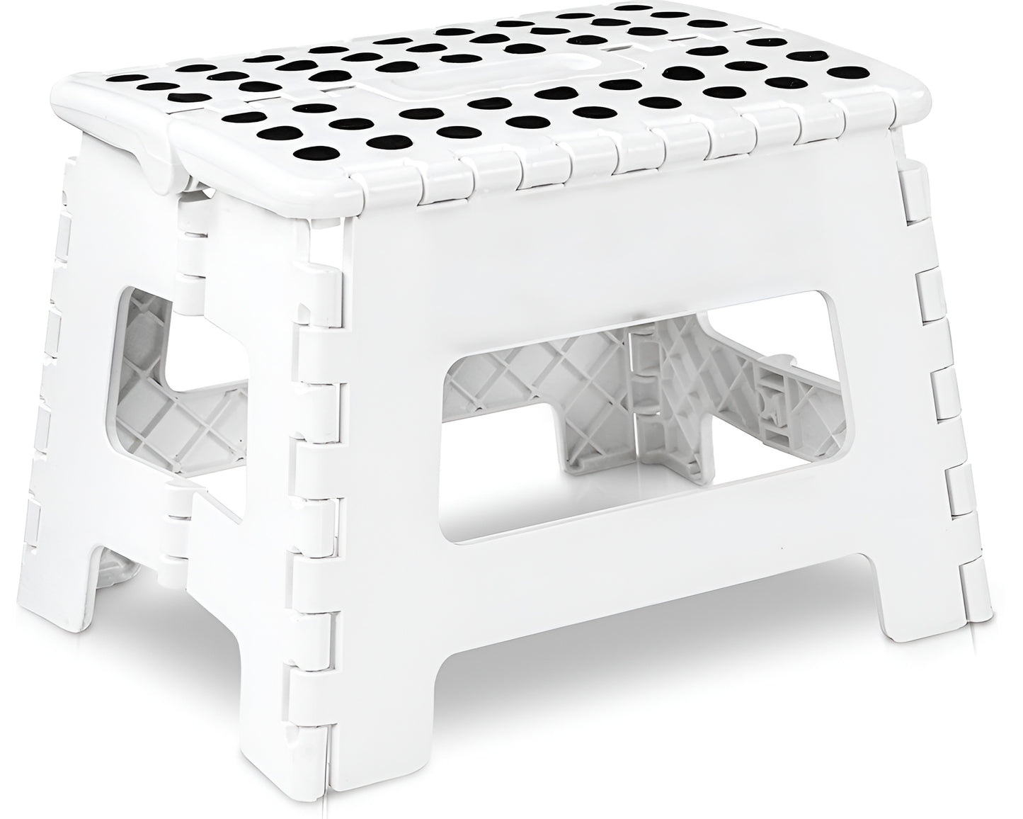 Home Foldable Stool for Adults – White Plastic Step Stool (28cm Wide, 20cm Tall)