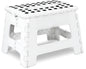 Home Foldable Stool for Adults – White Plastic Step Stool (28cm Wide, 20cm Tall)
