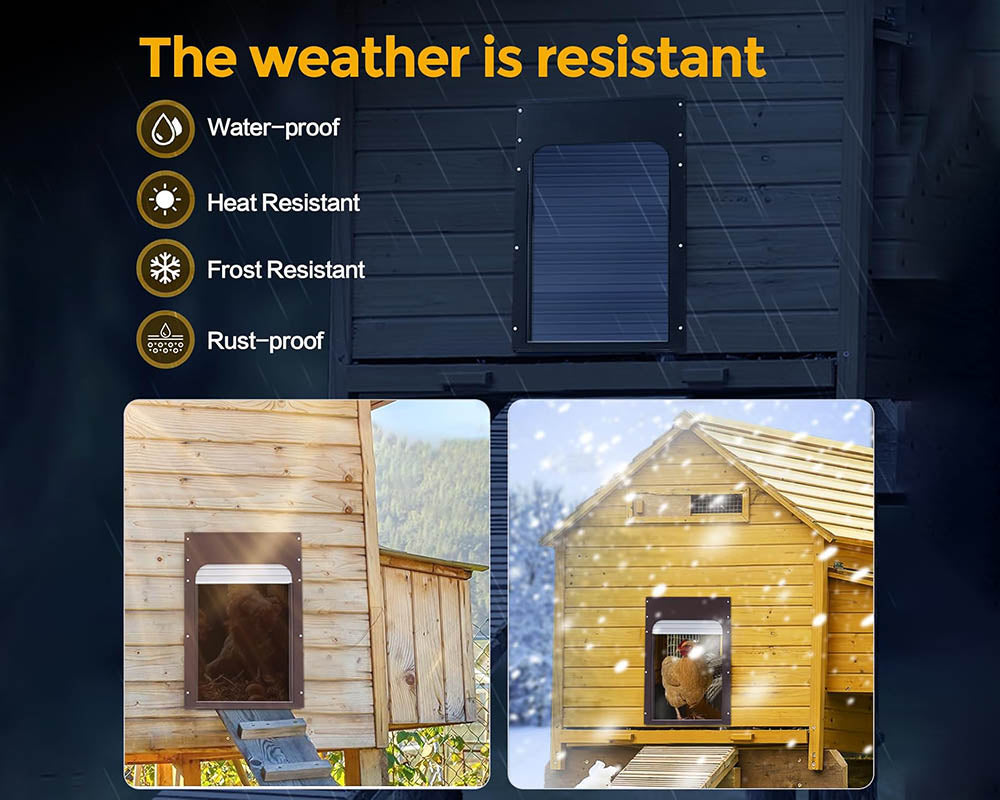 Chicken Coop Door Automatic Run - Solar Powered with Timer, Light Sensor, Remote Control, and Manual Modes