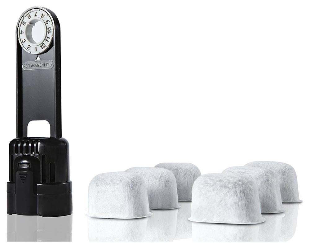 6-Pack Replacement Charcoal Water Filter Cartridges with Starter Kit Combo for Keurig Single Brewing System & Breville Models