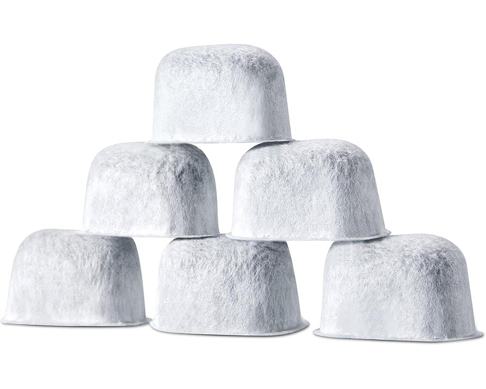 6-Pack Replacement Charcoal Water Filter Cartridges with Starter Kit Combo for Keurig Single Brewing System & Breville Models