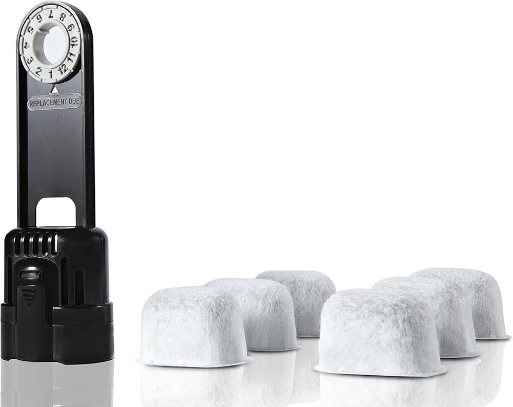 6-Pack Replacement Charcoal Water Filter Cartridges with Starter Kit Combo for Keurig Single Brewing System & Breville Models