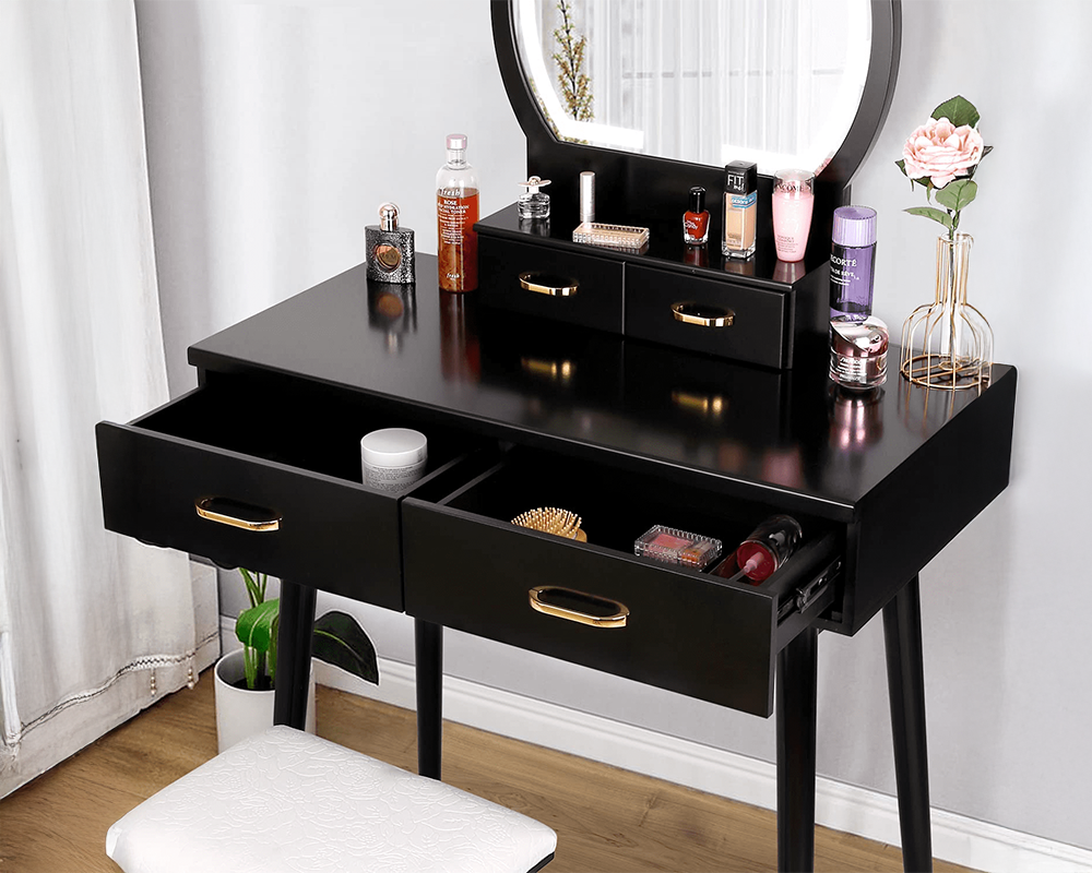 CURA Vanity Dressing Table with Lighted Mirror and Stool