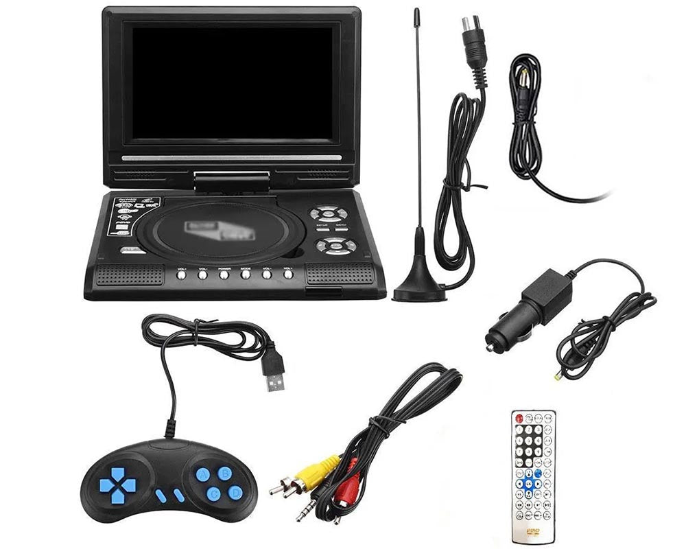 Portable DVD Player 7.8 Inch HD TV Home & Car DVD Player with USB, FM, Game Function