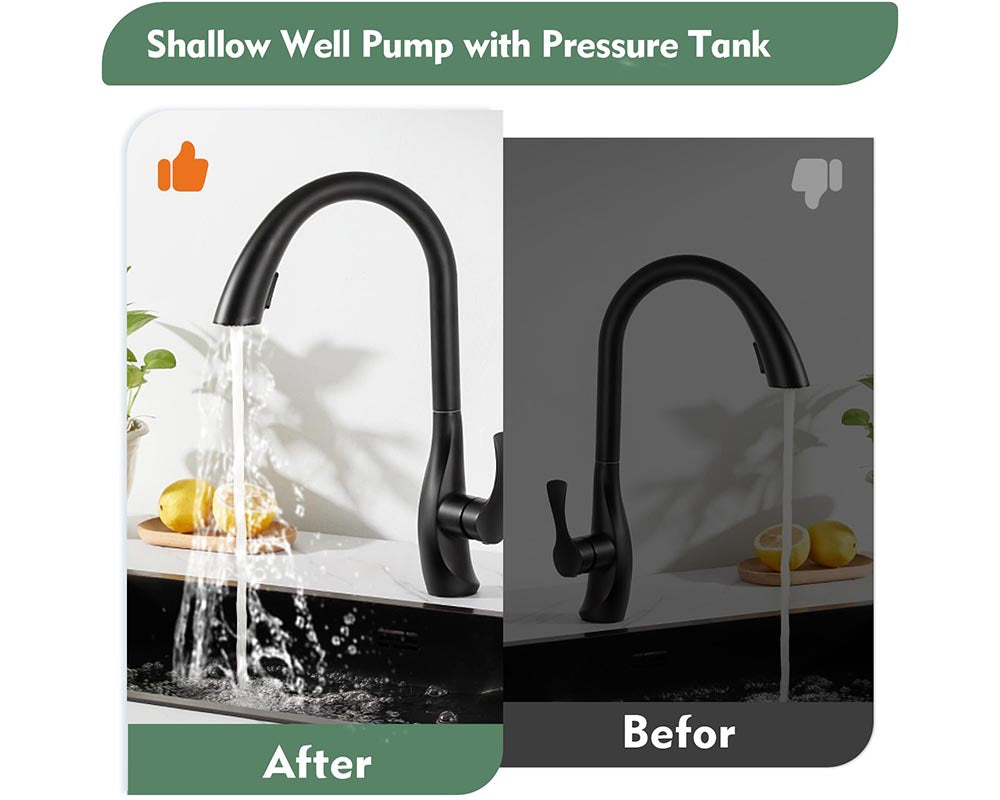 1.6HP Automatic Water Booster Shallow Well Pump with Pressure Tank – Stainless Steel Jet Pump for Home, Garden & Lawn