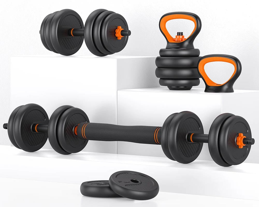 Adjustable Dumbbell Set, 20Kg Free Weight Set with Connector Bar – 6 in 1 Workout Gear for Home Gym Fitness Exercise