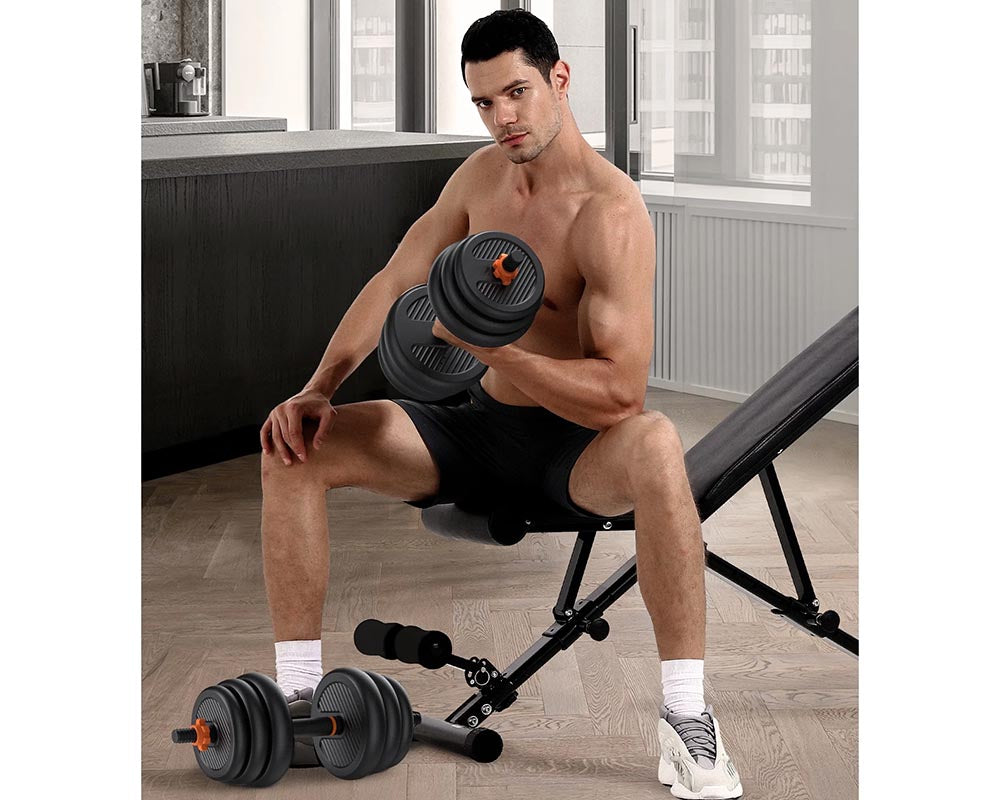 Adjustable Dumbbell Set, 20Kg Free Weight Set with Connector Bar – 6 in 1 Workout Gear for Home Gym Fitness Exercise