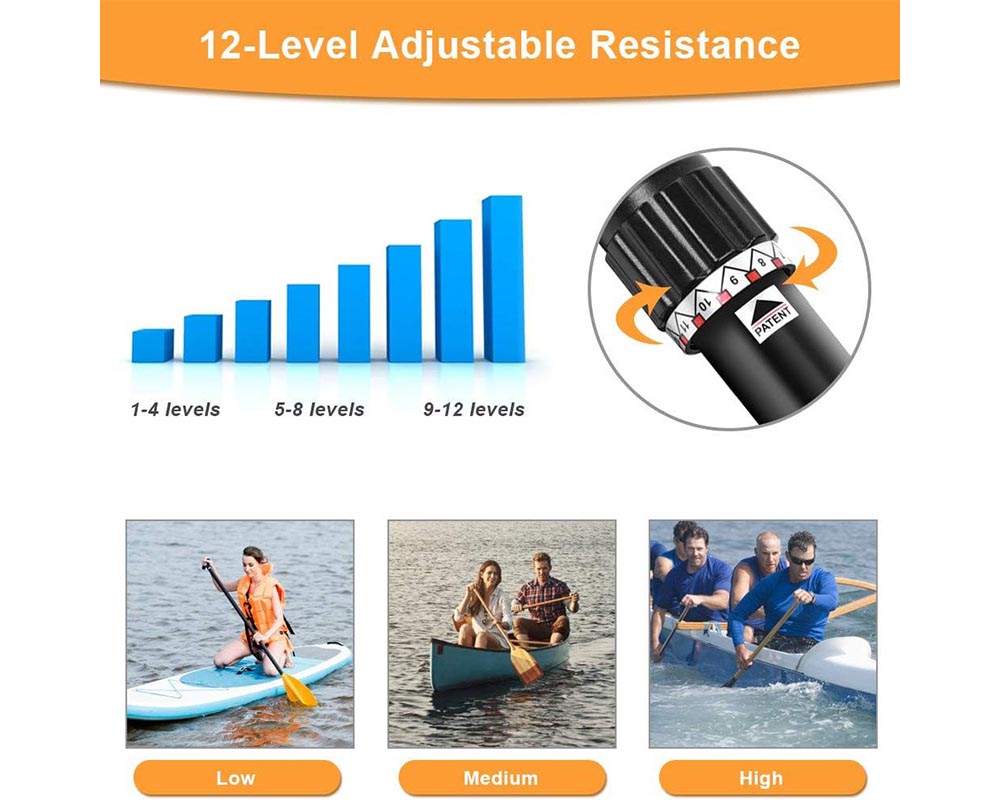 Mechanical Rowing Machine with 12 Adjustable Resistance