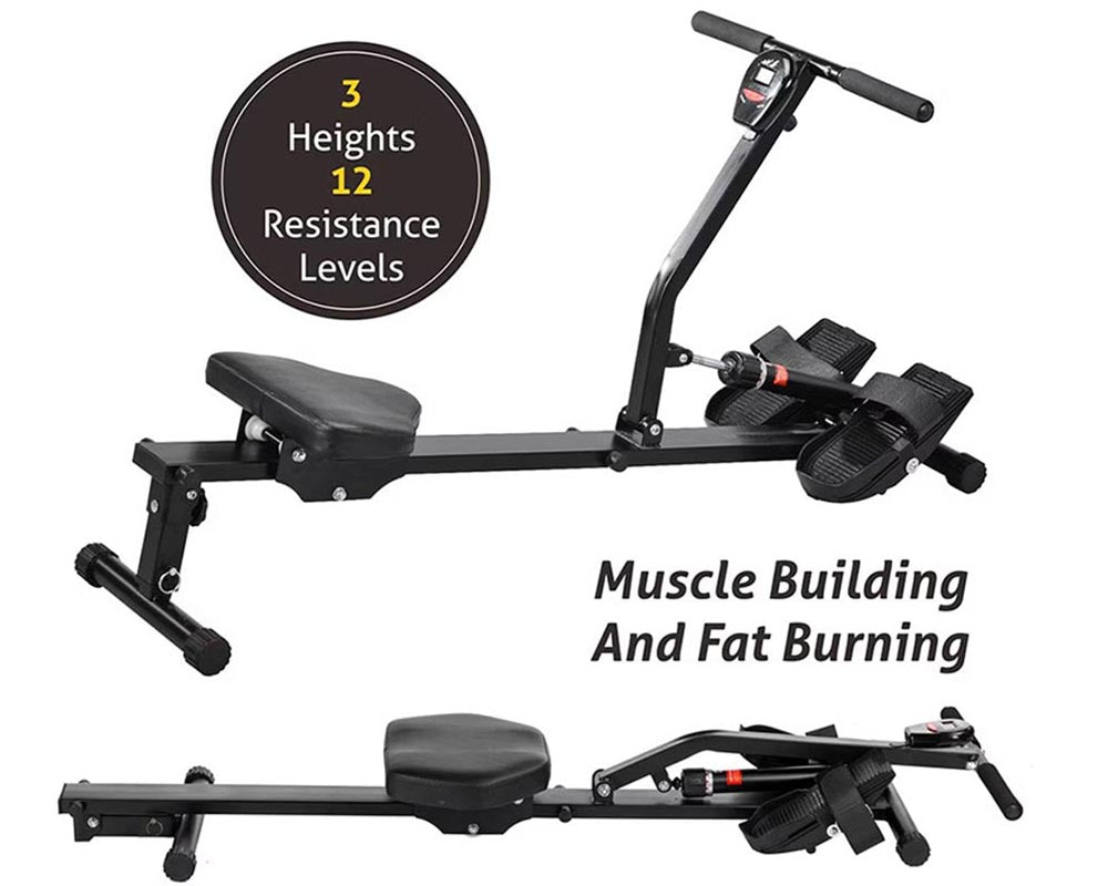 Mechanical Rowing Machine with 12 Adjustable Resistance