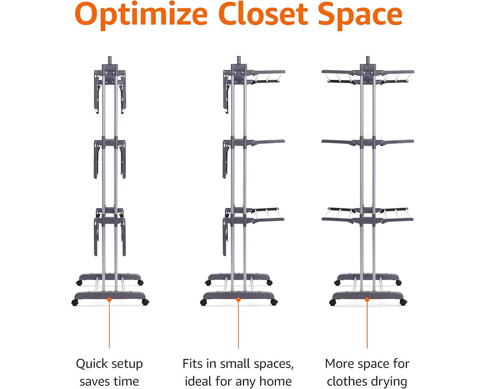Foldable Clothes Drying Rack - Extra Large 4-Tier Air Drying Stand