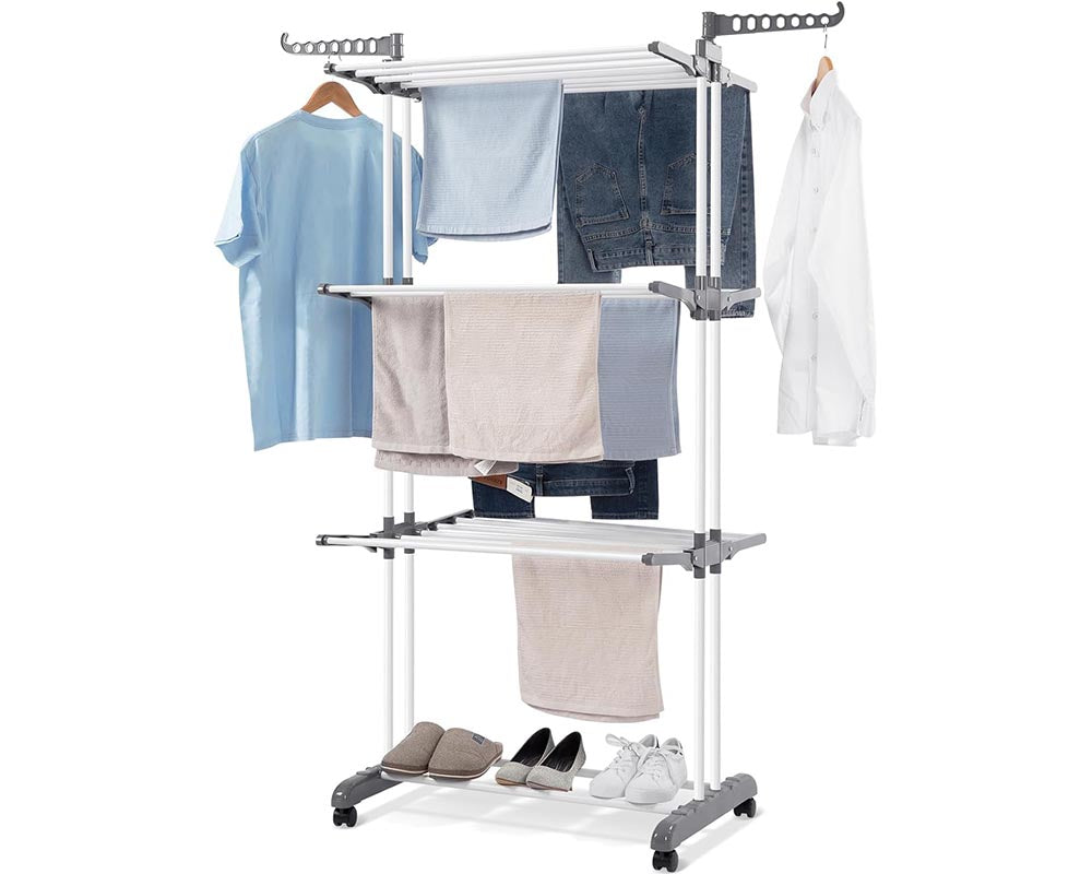 Foldable Clothes Drying Rack - Extra Large 4-Tier Air Drying Stand