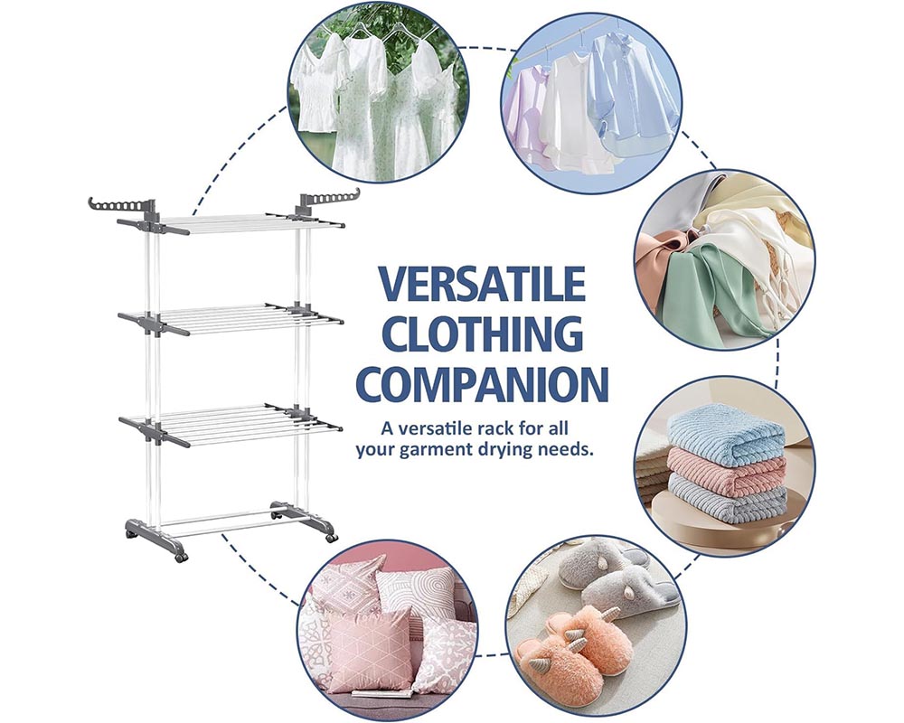 Foldable Clothes Drying Rack - Extra Large 4-Tier Air Drying Stand